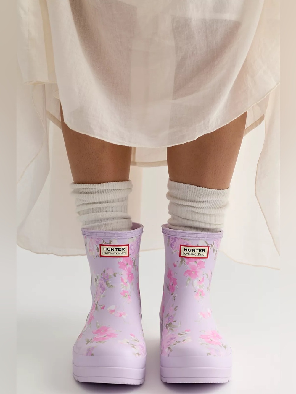 Hunter x LoveShackFancy Women’s Floral Short Rain Boots size 10